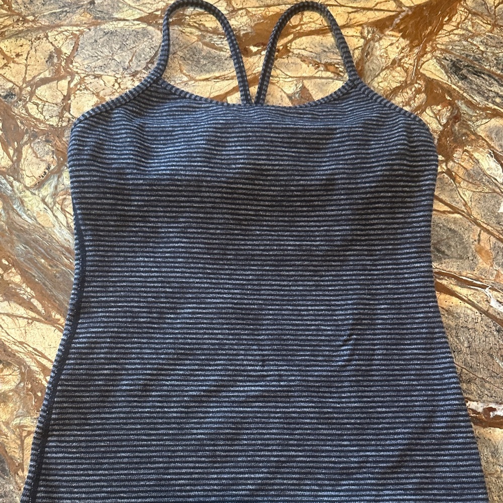lululemon athletica Black and Gray Striped tank top